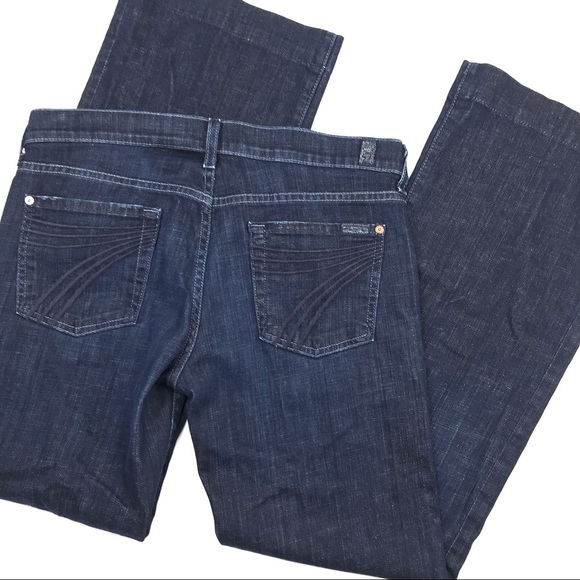 7 For All Mankind Dojos zipper fly medium dark wash flare leg jeans size 30 - Picture 2 of 9